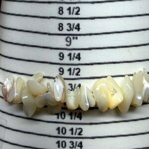 Natural Shell Chip Bead Bracelet‎ Creamy White Iridescent Unique Unisex